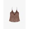 Ro&zo Womens Brown Sequinned Ruffle-neck Stretch-woven Cami In Brown