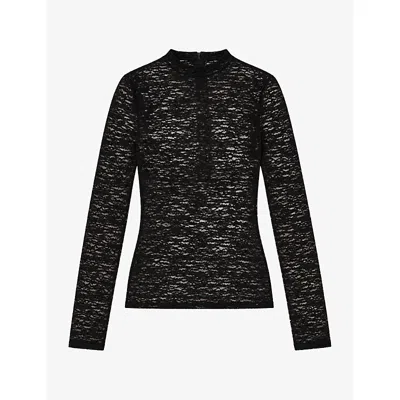 Ro&zo Womens  Sheer Long-sleeve Stretch-woven Top In Black