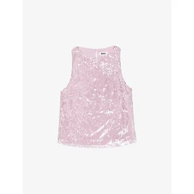 Ro&zo Womens Pink Sleeveless Sequin-embellished Shell Top