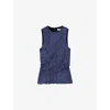 Ro&zo Womens Blue Sparkle Drape-front Stretch-woven Top In Blue