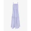 Ro&zo Womens Blue Striped Tiered Woven Maxi Dress