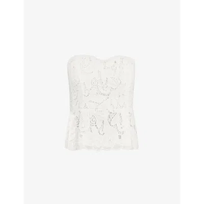 Ro&zo Sweetheart-neck Lace Bustier Top In White