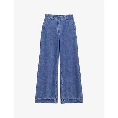 Ro&zo Womens  Tailored Wide-leg Denim-blend Jeans In Blue