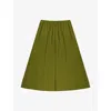 Ro&zo Womens Khaki Wide-leg Cropped Cotton-poplin Culottes In Green