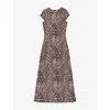 Ro&zo Womens Neutral Zebra-print Cap-sleeve Jersey Maxi Dress In Multi