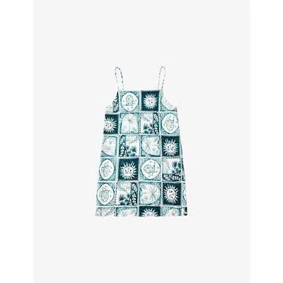 Ro&zo Womens  Zodiac-print Longline Camisole Top In Blue
