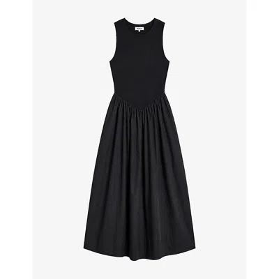 Ro&zo Womens Sleeveless Jersey-bodice Cotton Midi Dress Black