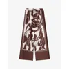 Ro&zo Womens Swirl-print Wide-leg Woven Trousers Brown In Brown
