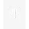 Ro&zo Blouson-sleeve Bubble-hem Crinkle Woven Top In White