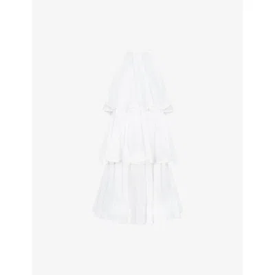 Ro&zo Womens White Halter-neck Tiered-ruffle Woven Mini Dress