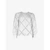 Ro&zo Womens Shirred-cuff Lace Cotton Blouse White In White