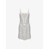 Ro&zo Womens Square-neck Sequin-embellished Stretch-woven Mini Dress White In White