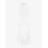 Ro&zo Womens White V-neck Tiered-hem Cotton Maxi Dress