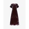 Ro&zo Womens Wine Annabelle Sequin-embellished Maxi Dress In Burgundy