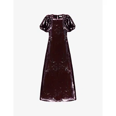 Ro&zo Womens Wine Annabelle Sequin-embellished Maxi Dress In Burgundy