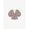 Ro&zo Womens Zebra-print Twist-front Cotton Top Brown In Multi