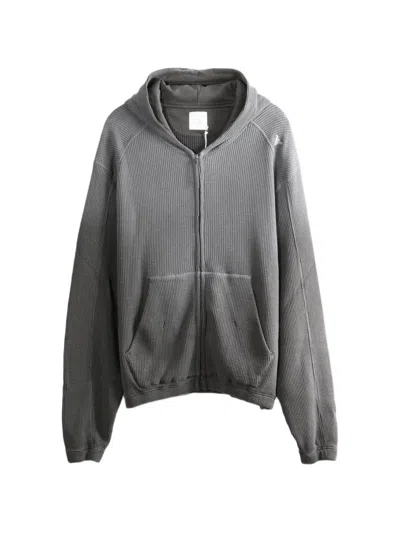 Roa Bee Sun Waffle-knit Zip-up Hoodie In Gray