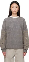 Roa Beige & Gray Vortex Crewneck Sweater In Gray