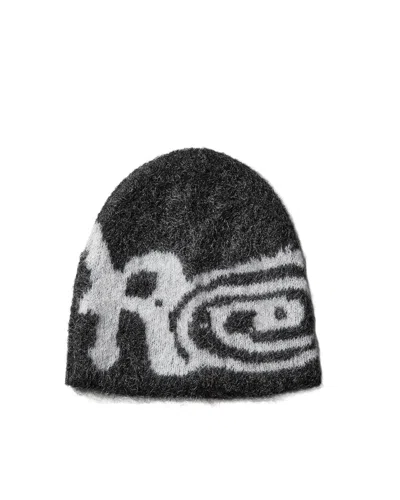 Roa Berretto Logo Wool Deep Black In Blk0049