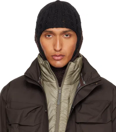 Roa Black & Brown Flower Stitch Balaclava In Black/brown