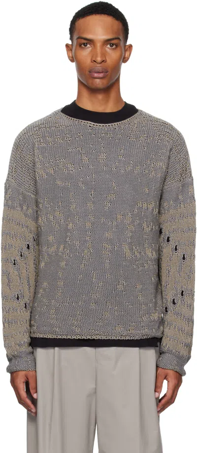 ROA BLUE & BEIGE VORTEX CREWNECK SWEATER