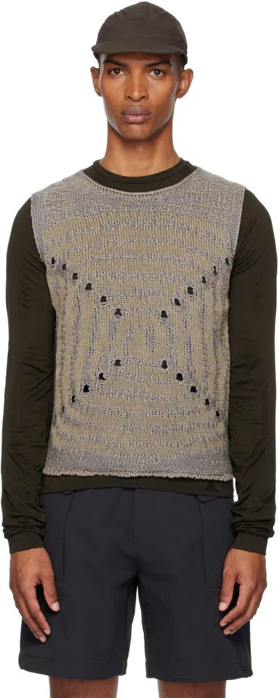 Roa Blue & Beige Vortex Crewneck Vest In Multi