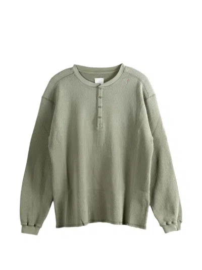Roa Button Textured Sweater In Green