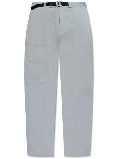 Roa Cotton And Nylon Climbing Cargo Pants With Industrial Belt In Grey