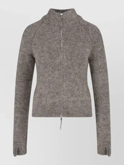 Roa Crewneck Jacket High Collar Long Sleeves In Gray