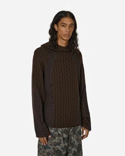 Roa Flower Stitch Hoodie In Brown