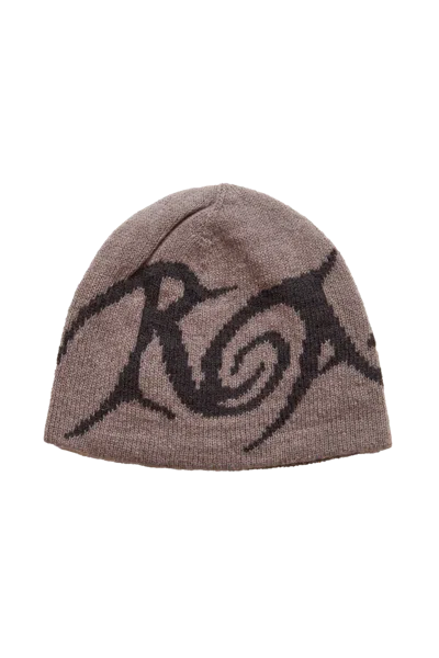 Roa Graphic Beanie Taupe Brown