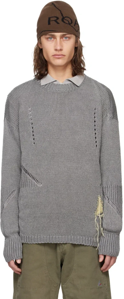 Roa Gray Perforated Sweater In Grey