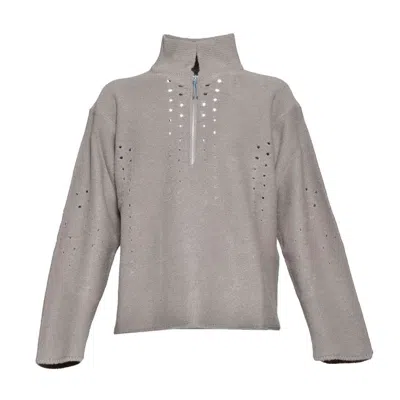 Roa Grey Mohair Knit Polo Sweater
