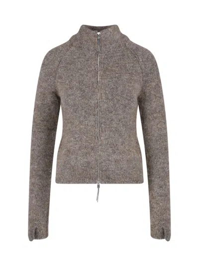 Roa Grey Textured High Collar Sweater In Black