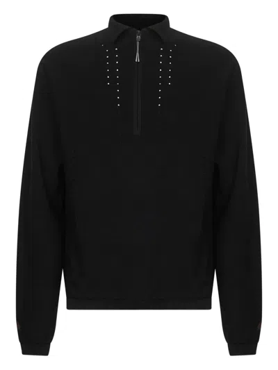 ROA HALF-ZIP EMBELLISHED SWEATER