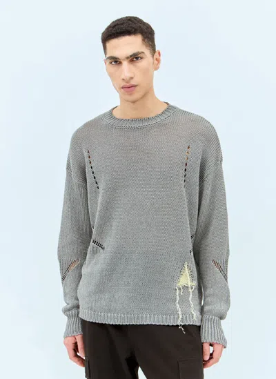 Roa Gray Perforated Sweater In Grey