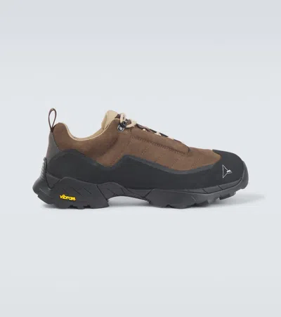 Roa Stitched Leather Sneaker With Rubberized  Toe In Brown Black