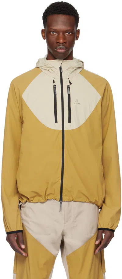 Roa Khaki & Beige Zip Jacket In Antique Bronze