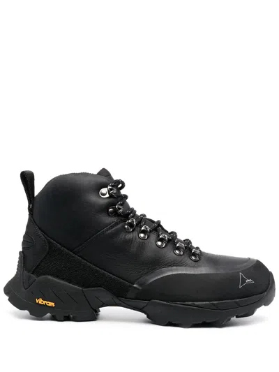 Roa Chunky Padded Collar Treaded Sneakers In Black