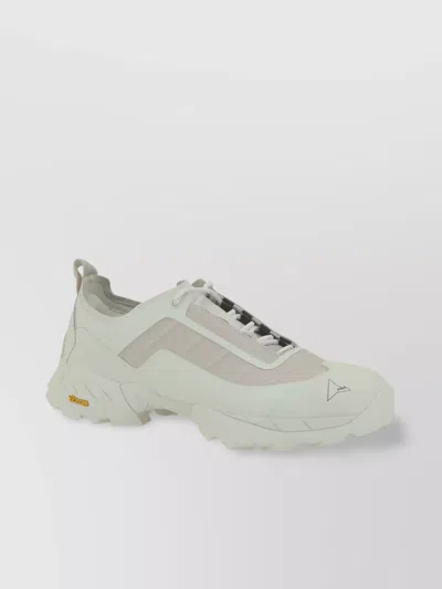 Roa Leather Detail Round Toe Sneakers In White