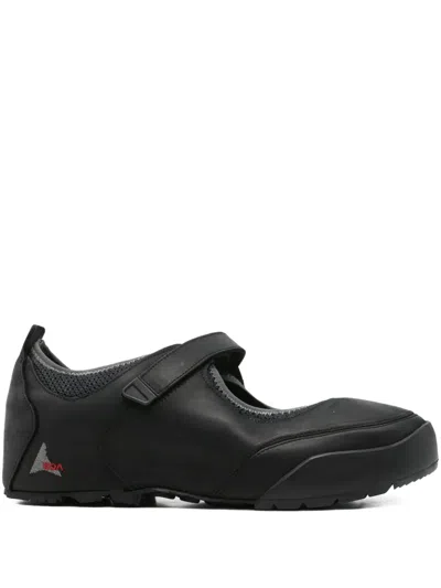 Roa Loie Mesh-trimmed Nubuck Sneakers In Black