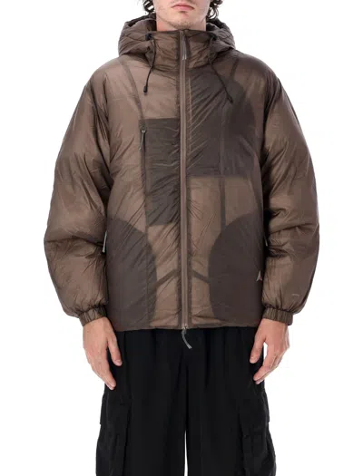 Roa Lightweight Semi-sheer Hooded Down Jacket In Brown