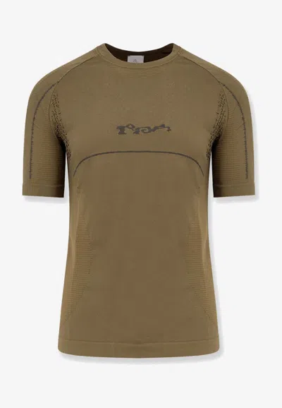 Roa Logo Embroidered Crewneck T-shirt In Brown