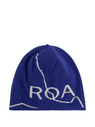 Roa Logo Graphic Beanies In Blue