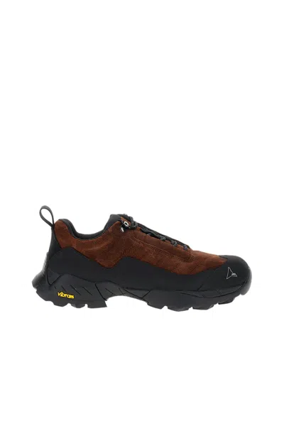 Roa Rugged Brown Sneakers With Vibram Megagrip Technology In Black