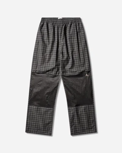 Roa Men S Aaair Floweave Printed Check Elasticated Waistband Pants Anthracite In Gray