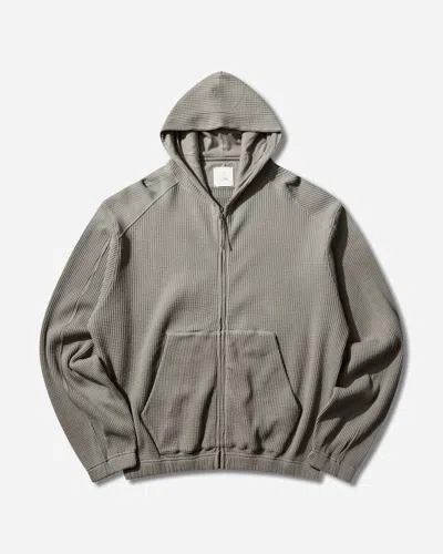 Roa Men S Bee Sun Faded Organic Waffle Zip Up Hoodie In Gray