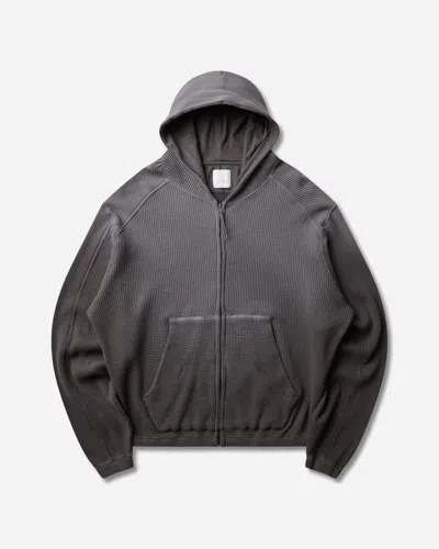 Roa Men S Bee Sun Faded Organic Waffle Zip-up Hoodie Graphite In Gray