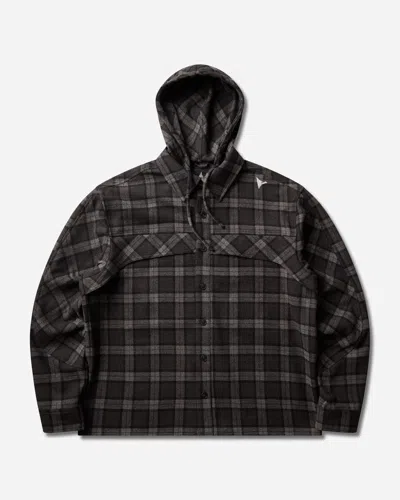 Roa Men S Logger Wool Check Long Sleeve Shirt Anthracite In Black