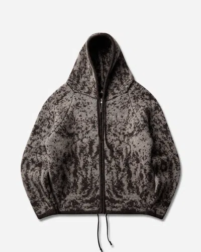 Roa Men S Shrub Felted Knit Zip-up Sweater Fuzzy In Brown